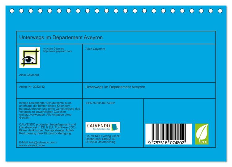 Produktbild: Unterwegs im D&eacute;partement Aveyron (Tischkalender 2026 DIN A5 quer), CALVENDO Monatskalender