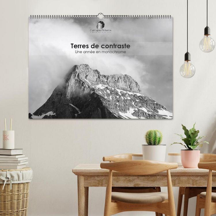 Produktbild: Terres de contraste &ndash; Une ann&eacute;e en monochrome (Calendrier mural 2026 DIN A2 vertical), CALVENDO calendrier mensuel