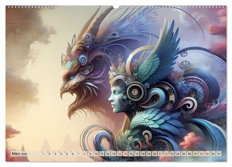 Produktbild: Vogelfrauen Surreale Sch&ouml;nheiten (hochwertiger Premium Wandkalender 2026 DIN A2 quer), Kunstdruck in Hochglanz
