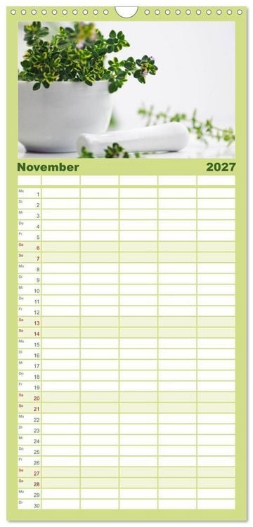 Produktbild: Familienplaner 2027 - Helfende Kr&auml;uter aus dem Garten mit 5 Spalten (Wandkalender, 21 x 45 cm) CALVENDO