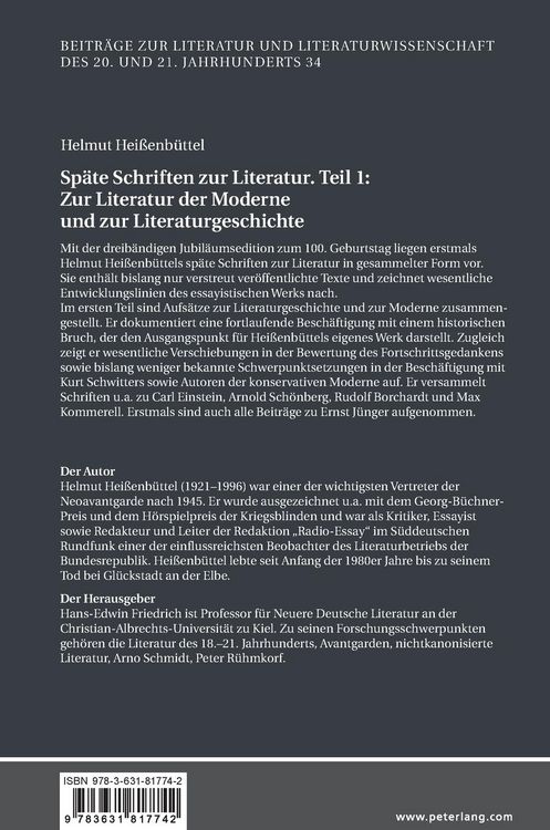 Produktbild: Sp&auml;te Schriften zur Literatur. Teil 1: Zur Literatur der Moderne und zur Literaturgeschichte