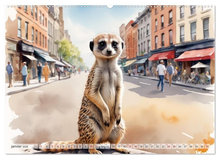 Produktbild: Suricates &agrave; New York (Calendrier mural 2026 DIN A2 vertical) calendrier de bureau