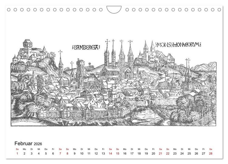 Produktbild: Schedelsche Weltchronik Deutsche St&auml;dte 1493 (Wandkalender 2026 DIN A4 quer), CALVENDO Monatskalender