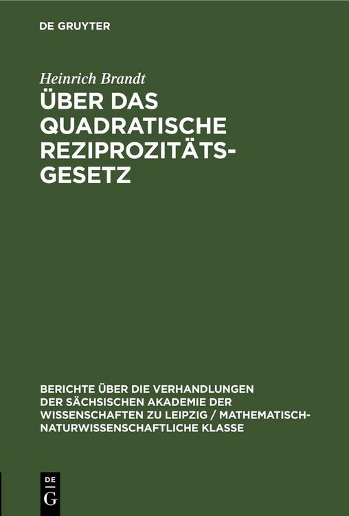Produktbild: &Uuml;ber das quadratische Reziprozit&auml;tsgesetz