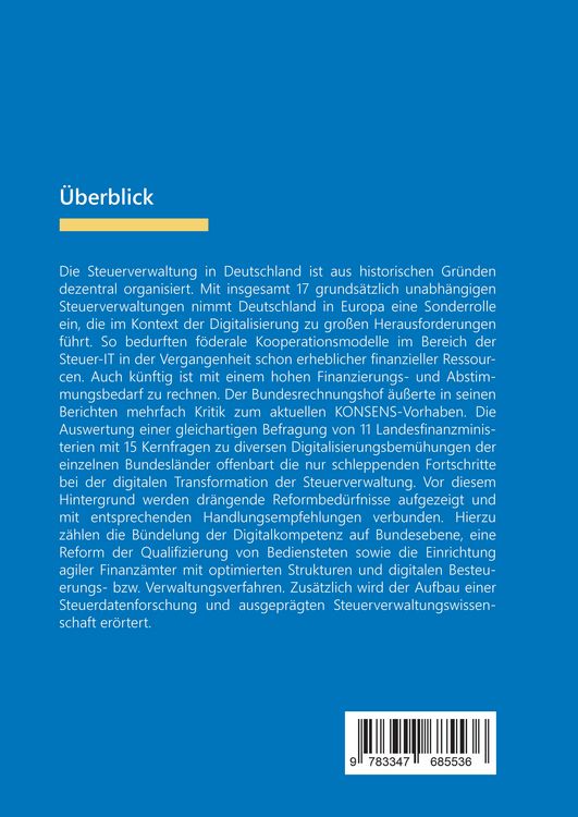 Produktbild: Die digitale Transformation der deutschen Steuerverwaltung