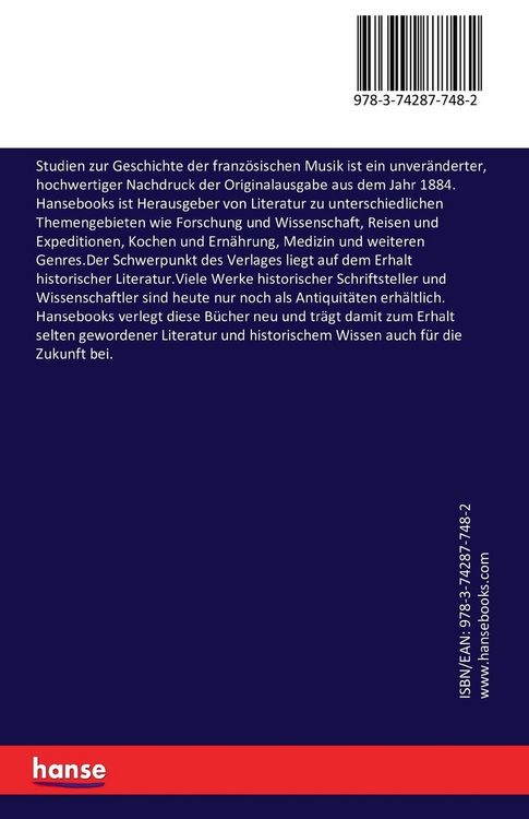 Produktbild: Studien zur Geschichte der franz&ouml;sischen Musik