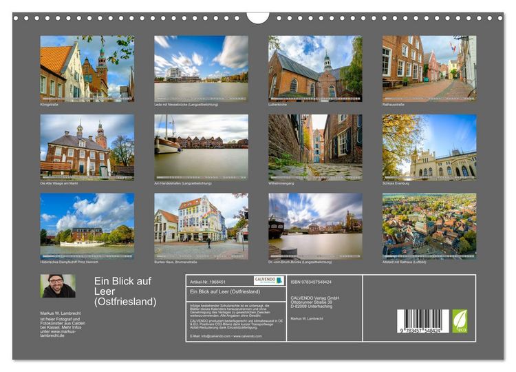 Produktbild: Ein Blick auf Leer (Ostfriesland) (Wandkalender 2026 DIN A3 quer), CALVENDO Monatskalender