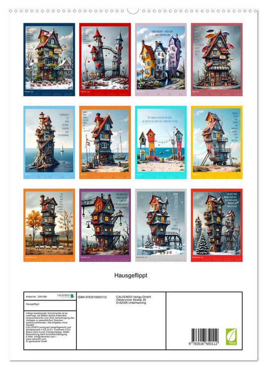 Produktbild: Hausgeflippt (hochwertiger Premium Wandkalender 2026 DIN A2 hoch), Kunstdruck in Hochglanz