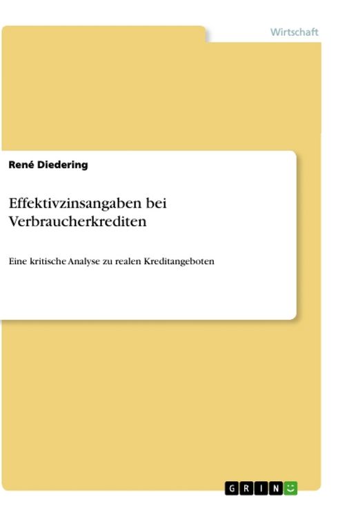 Produktbild: Effektivzinsangaben bei Verbraucherkrediten