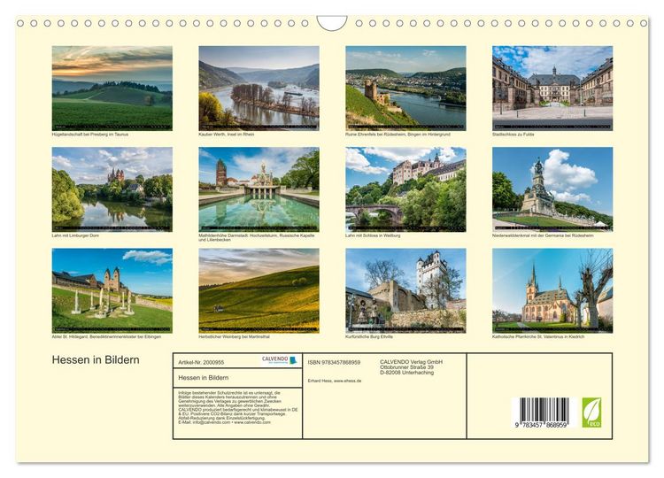 Produktbild: Hessen in Bildern (Wandkalender 2026 DIN A3 quer), CALVENDO Monatskalender