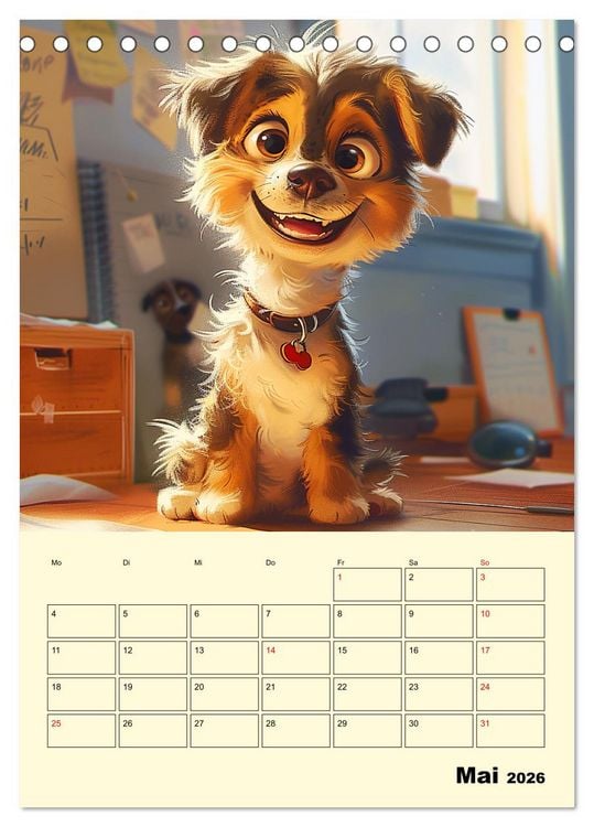 Produktbild: Entz&uuml;ckende Hunde. Liebliche Cartoons zum Schmunzeln (Tischkalender 2026 DIN A5 hoch), CALVENDO Monatskalender