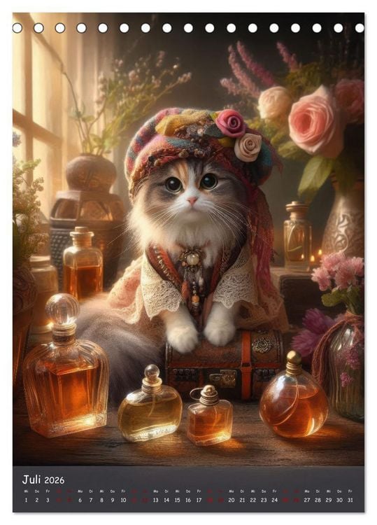 Produktbild: Katzen im Boho-Look - Ein Jahr voller Vielfalt und Charme mit niedlichen Samtpfoten (Tischkalender 2026 DIN A5 hoch), CALVENDO Monatskalender