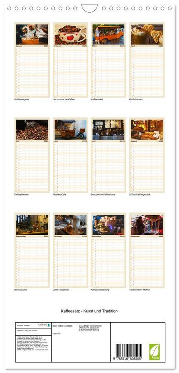 Produktbild: Familienplaner 2026 - Kaffeesatz - Kunst und Tradition mit 5 Spalten (Wandkalender, 21 x 45 cm) CALVENDO