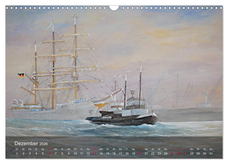 Produktbild: Segel am Horizont - Marinemaler Alfred Jahnke (Wandkalender 2026 DIN A3 quer), CALVENDO Monatskalender