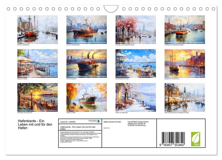 Produktbild: Hafenkante - Ein Leben mit und f&uuml;r den Hafen (Wandkalender 2026 DIN A4 quer), CALVENDO Monatskalender