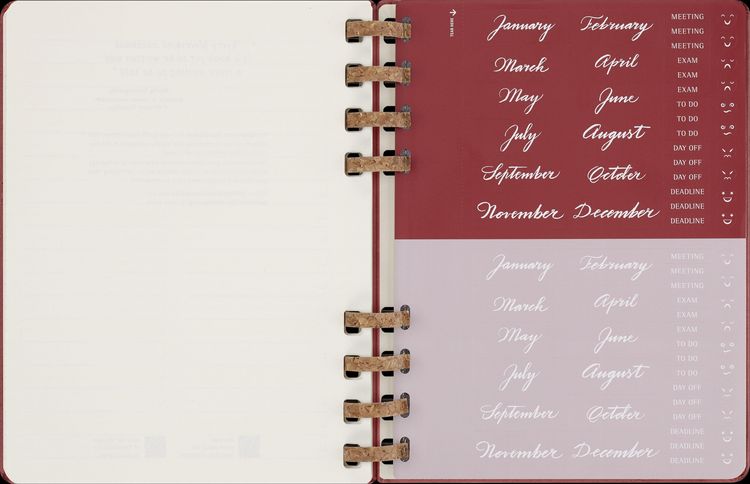 Produktbild: Moleskine Undatierter Life Kalender Mit Spiralbindung, Xl, Wochen-Monatskalender, Fester Einband, Crush Cherry