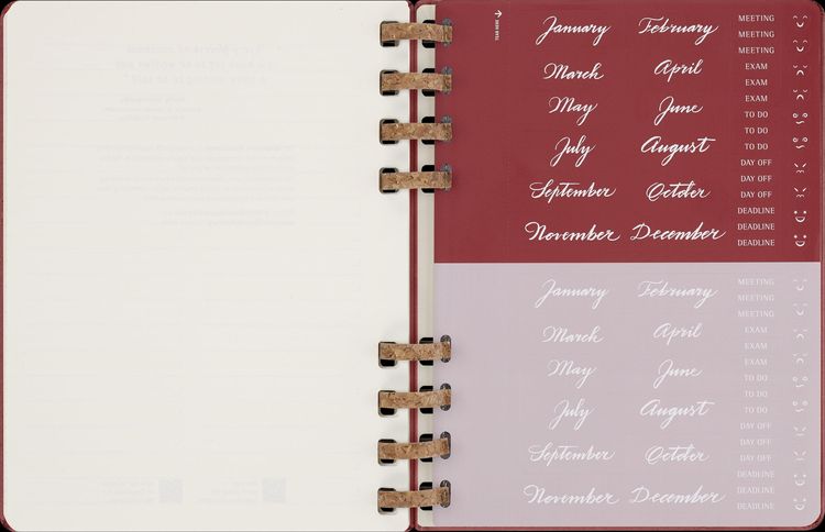 Produktbild: Moleskine Undatierter Life Kalender Mit Spiralbindung, Xl, Wochen-Monatskalender, Fester Einband, Crush Cherry