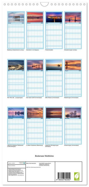 Produktbild: Familienplaner 2026 - Bodensee Weitblicke mit 5 Spalten (Wandkalender, 21 x 45 cm) CALVENDO