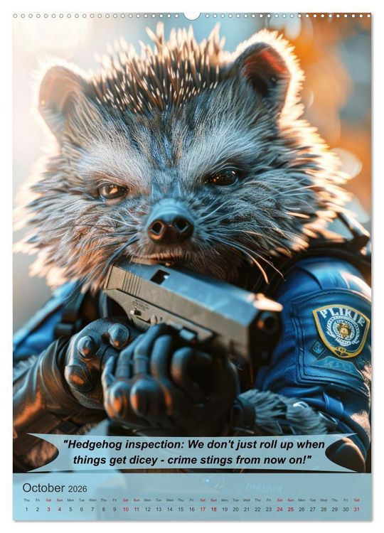 Produktbild: Animalistic and funny police officers (High Quality Premium Wall Calendar 2026 DIN A2 portrait),CALVENDO 12 Month Wall Calendar