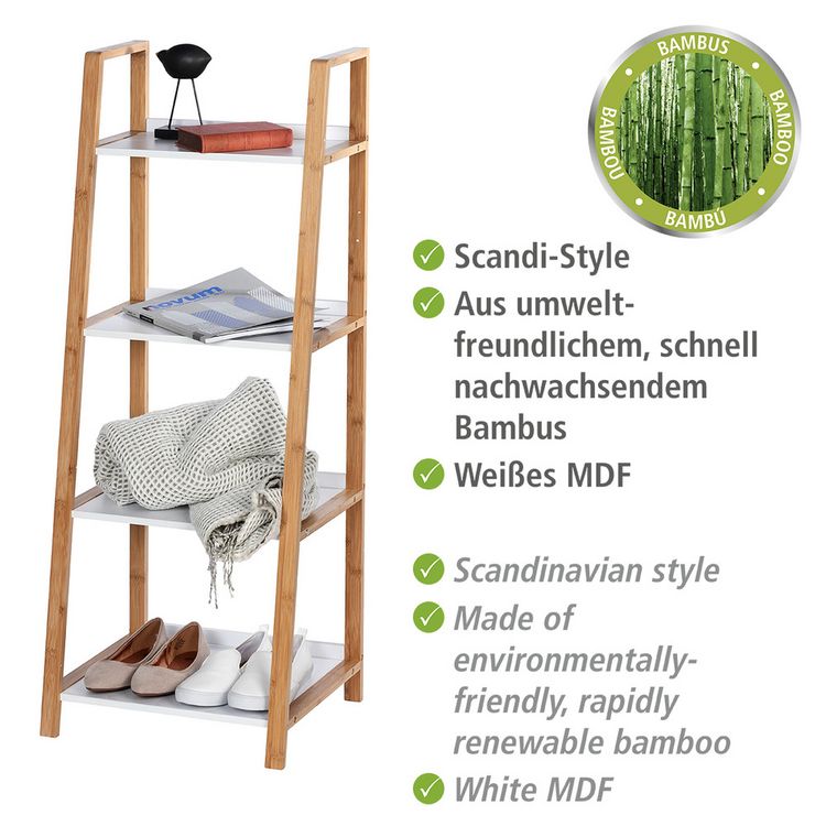 Produktbild: Regal Mod. Finja aus Bambus mit 4 Etagen, aus Bambus