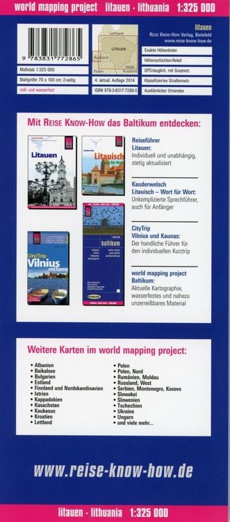 Reise Know-How Landkarte Litauen und Kaliningrad / Lithuania and Kaliningrad (1:325.000)