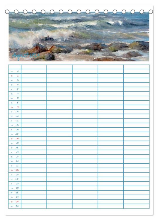 Produktbild: Amrumaquarelle (Tischkalender 2026 DIN A5 hoch), CALVENDO Monatskalender