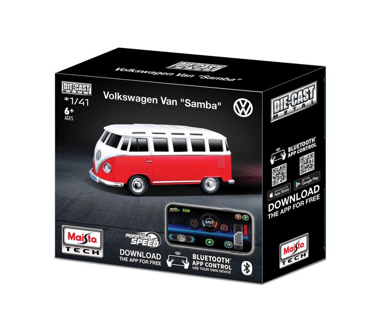 Produktbild: Maisto 1:41 VW T1 Samba 11cm Bluetooth 5.0 App controlled, USB, Ready to Run