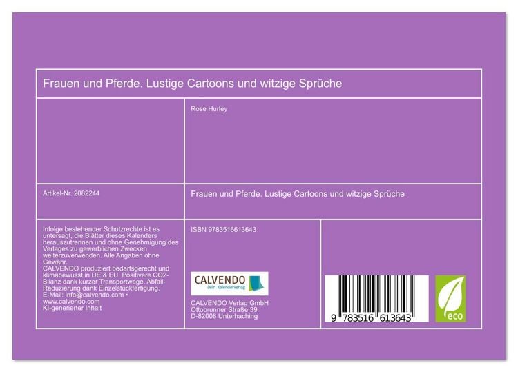 Produktbild: Frauen und Pferde. Lustige Cartoons und witzige Spr&uuml;che (Tischkalender 2026 DIN A5 quer), CALVENDO Monatskalender