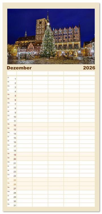 Produktbild: Familienplaner 2026 - Vorpommern im Fokus mit 5 Spalten (Wandkalender, 21 x 45 cm) CALVENDO