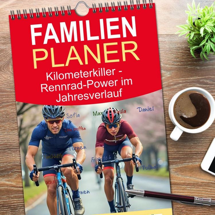 Produktbild: Familienplaner 2026 - Kilometerkiller - Rennrad-Power im Jahresverlauf mit 5 Spalten (Wandkalender, 21 x 45 cm) CALVENDO