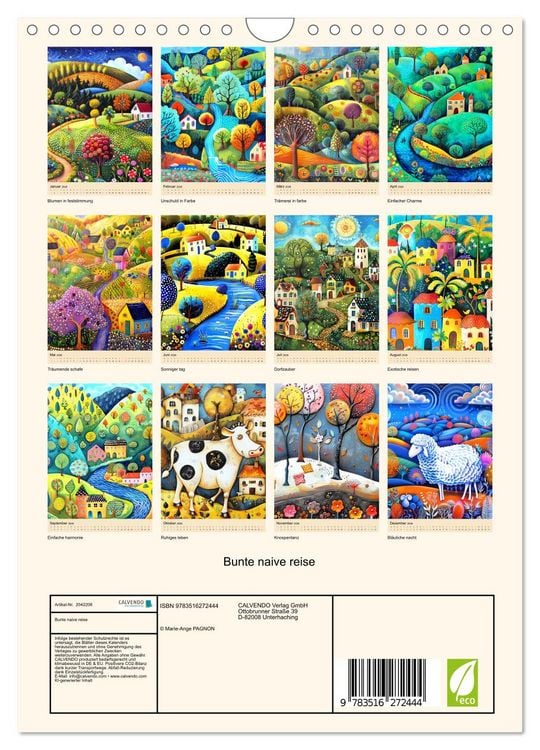Produktbild: Bunte naive reise (Wandkalender 2026 DIN A4 hoch), CALVENDO Monatskalender