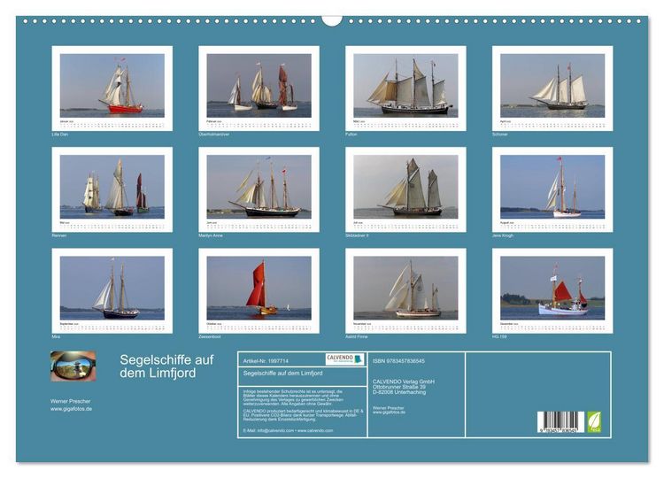 Produktbild: Segelschiffe auf dem Limfjord (Wandkalender 2026 DIN A2 quer), CALVENDO Monatskalender