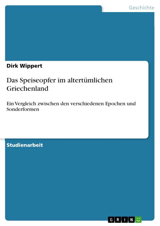 Produktbild: Das Speiseopfer im altert&uuml;mlichen Griechenland