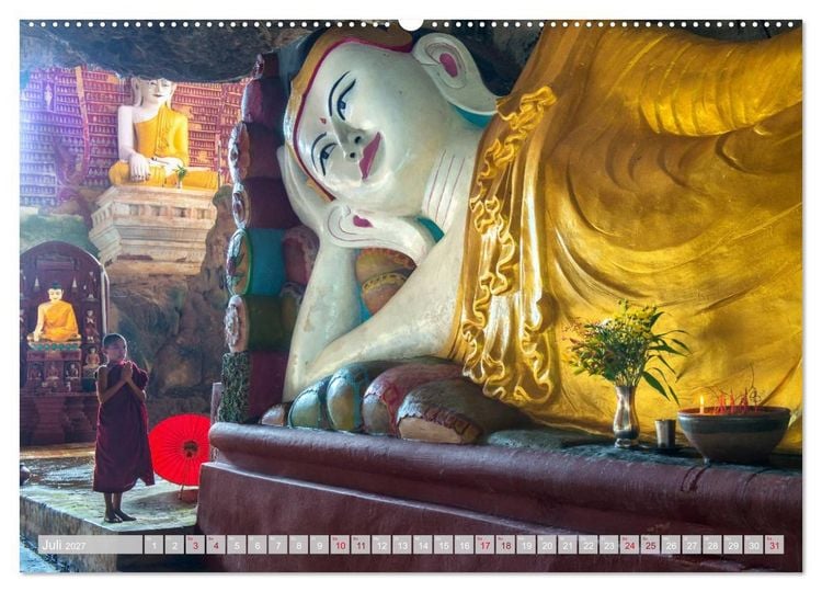 Produktbild: IM REICH DES BUDDHA - DER ROTE SCHIRM (Wandkalender 2027 DIN A2 quer), CALVENDO Monatskalender