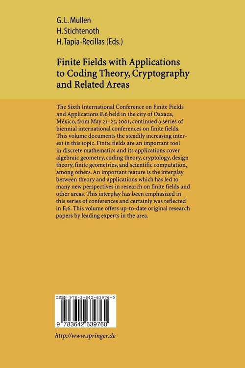 Produktbild: Finite Fields with Applications to Coding Theory, Cryptography and Related Areas