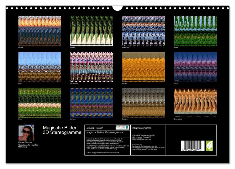 Produktbild: Magische Bilder - 3D Stereogramme (Wandkalender 2026 DIN A3 quer), CALVENDO Monatskalender