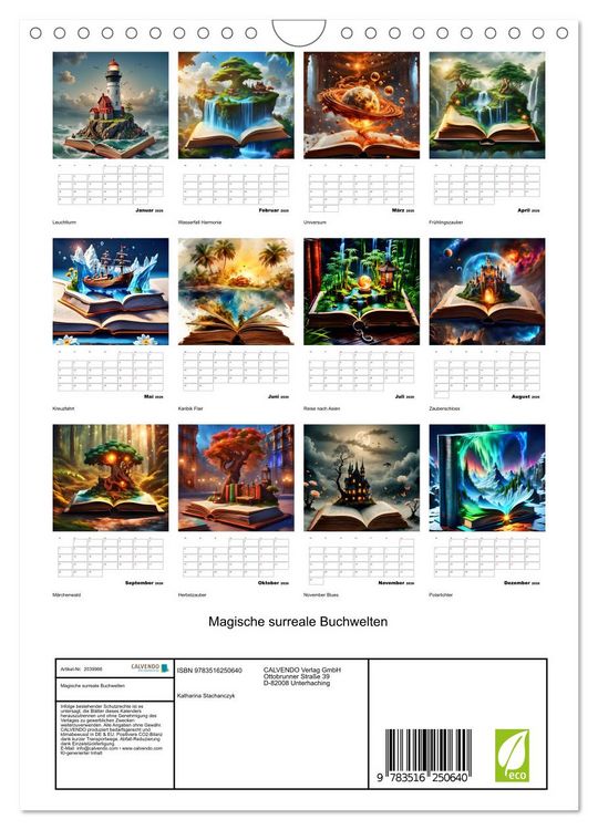 Produktbild: Magische surreale Buchwelten (Wandkalender 2026 DIN A4 hoch), CALVENDO Monatskalender