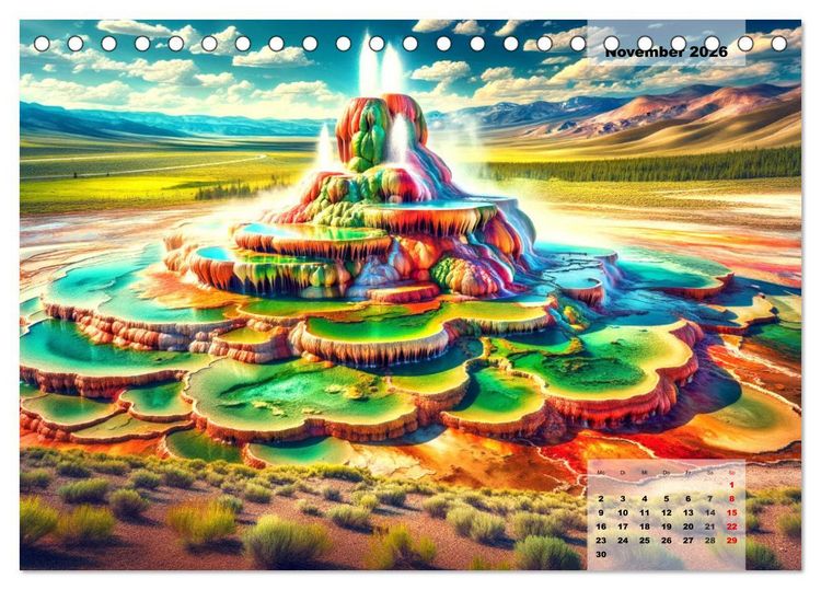 Produktbild: Die sch&ouml;nsten Naturwunder - Betrachtet durch die Augen der KI (Tischkalender 2026 DIN A5 quer), CALVENDO Monatskalender