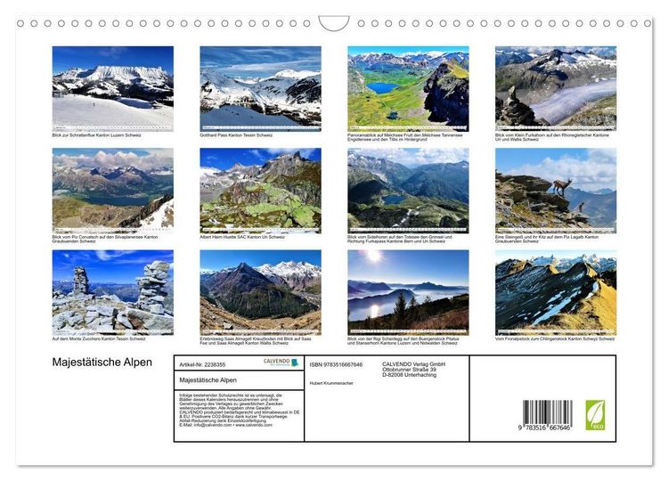 Produktbild: Majest&auml;tische Alpen (Wandkalender 2026 DIN A3 quer), CALVENDO Monatskalender