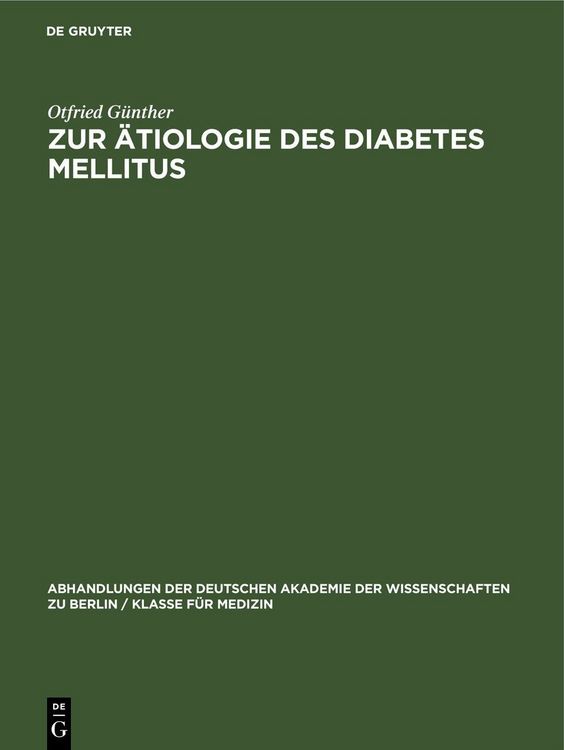 Produktbild: Zur &Auml;tiologie des Diabetes Mellitus
