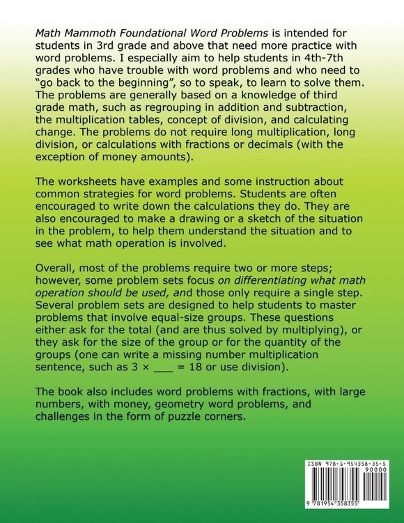 Produktbild: Math Mammoth Foundational Word Problems