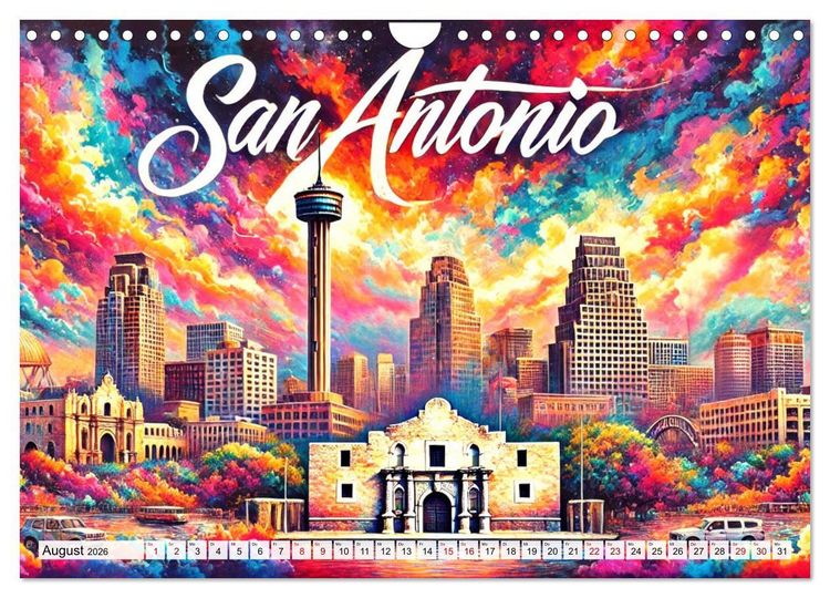 Produktbild: Stadtansichten der USA in Tusche (Wandkalender 2026 DIN A4 quer), CALVENDO Monatskalender