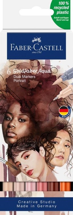 Produktbild: Faber-Castell Tuschestift Dual Marker Goldfaber Aqua, Portrait, 6er Set