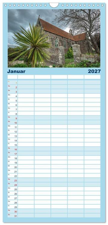 Produktbild: Familienplaner 2027 - Rundreise: Dorset in sieben Tagen mit 5 Spalten (Wandkalender, 21 x 45 cm) CALVENDO