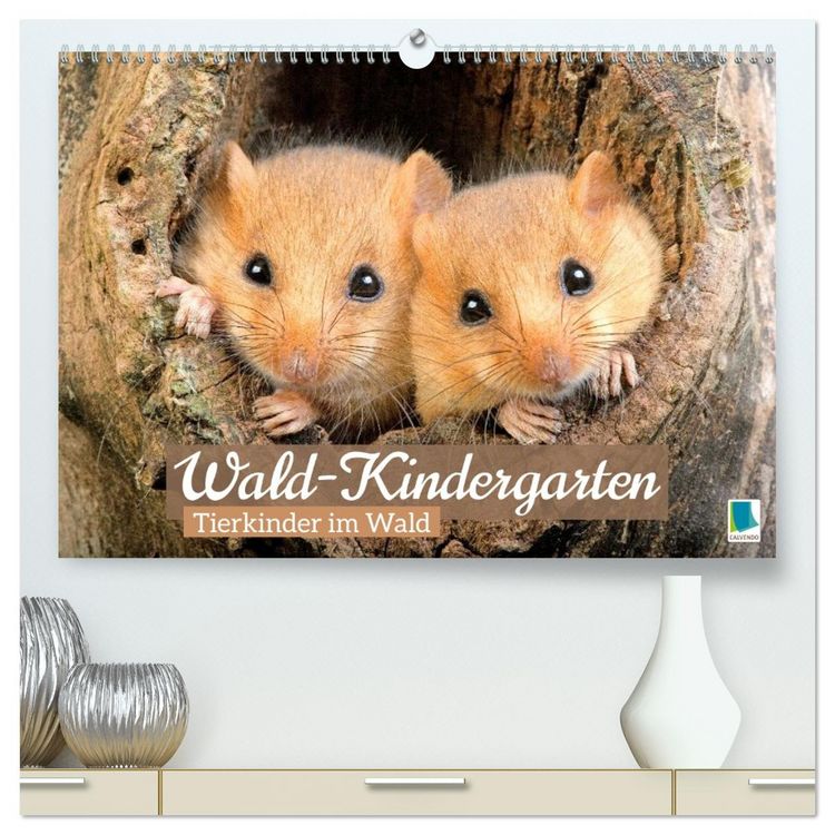 Produktbild: Wald-Kindergarten: Tierkinder im Wald (hochwertiger Premium Wandkalender 2026 DIN A2 quer), Kunstdruck in Hochglanz