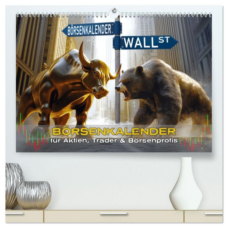 Produktbild: B&ouml;rsenkalender &ndash; der Kalender f&uuml;r Aktien, Trader und B&ouml;rsenprofis. (hochwertiger Premium Wandkalender 2026 DIN A2 quer), Kunstdruck in Hochglanz