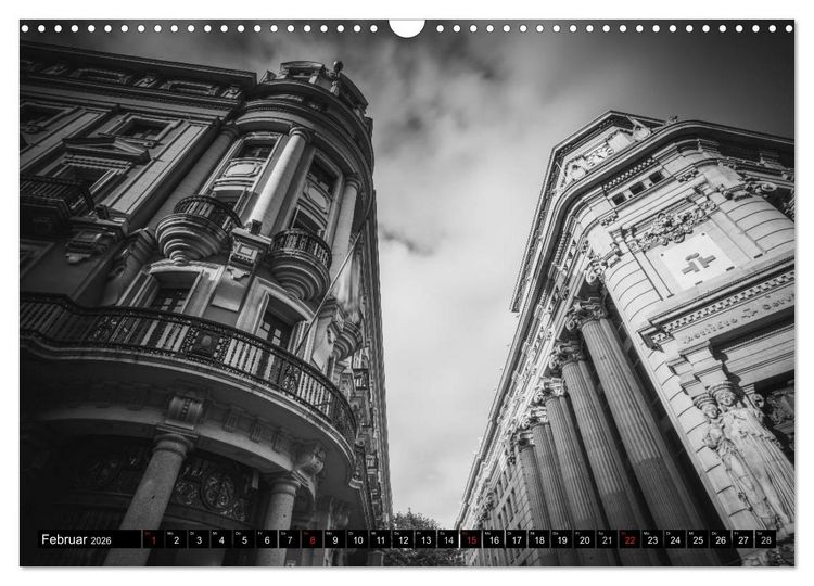 Produktbild: Madrid - Schwarz-Wei&szlig; Impressionen (Wandkalender 2026 DIN A3 quer), CALVENDO Monatskalender