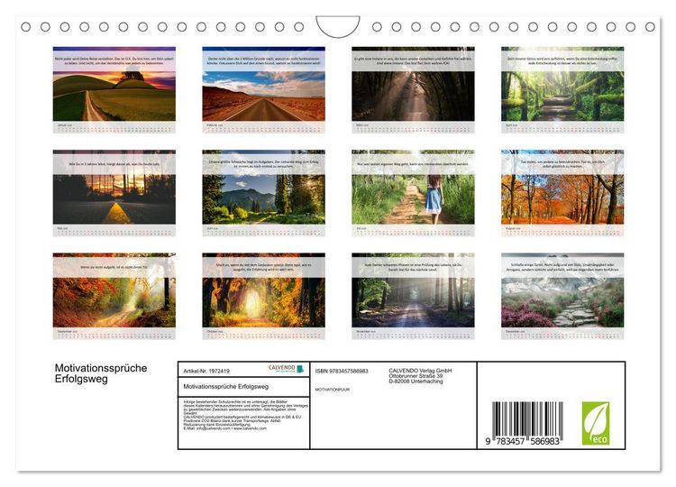 Produktbild: Motivationsspr&uuml;che Erfolgsweg (Wandkalender 2026 DIN A4 quer), CALVENDO Monatskalender
