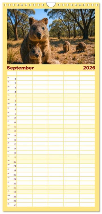 Produktbild: Familienplaner 2026 - Die vielleicht nettesten Wildtiere mit 5 Spalten (Wandkalender, 21 x 45 cm) CALVENDO