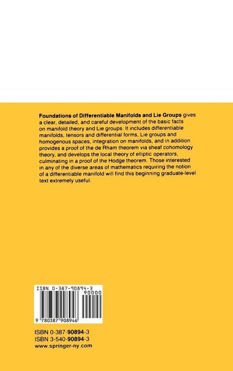 Produktbild: Foundations of Differentiable Manifolds and Lie Groups